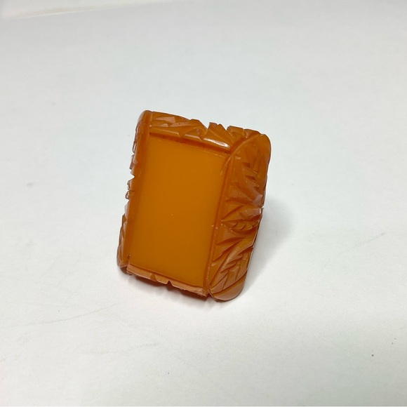 Antique Art Deco Bakelite Heavily Carved Ring Sz4 - Picture 1 of 8